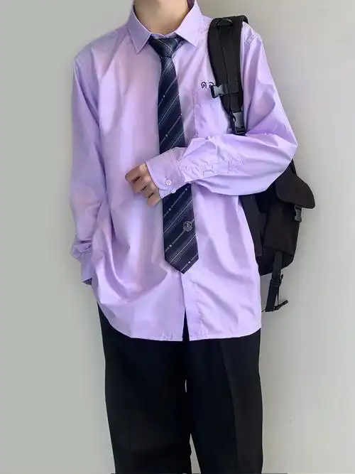 木村学生衬衫制服jk学院淡紫色校服泰式泰国学生校服