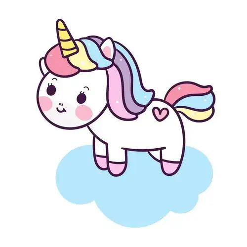 可爱的卡通独角兽儿童动画图片免抠素材