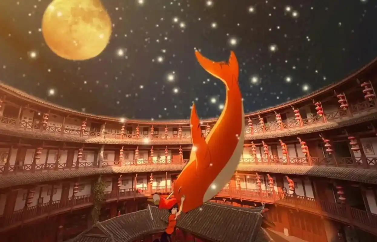 电影《大鱼海棠》中的建筑风格主要源自中国福建的客家土楼和圆楼.