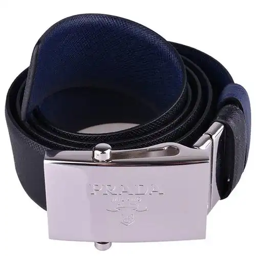 普拉达 男士黑色波罗的海蓝色自动扣皮质正反两面穿腰带 两面用皮带 2