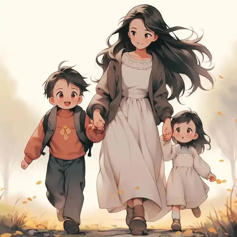 母子三人漫画头像(妈妈领着兄妹俩)#亲子头像 #宝妈宝爸带娃 - 抖音