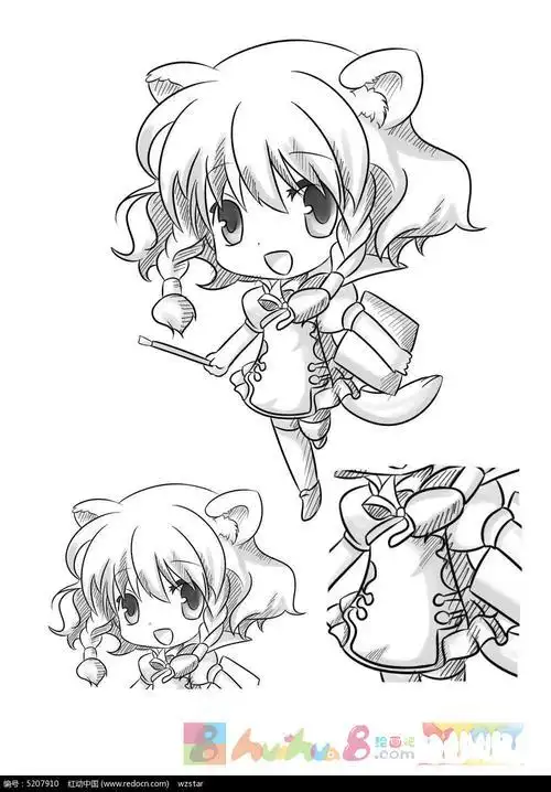 q版人物简笔画女孩图片