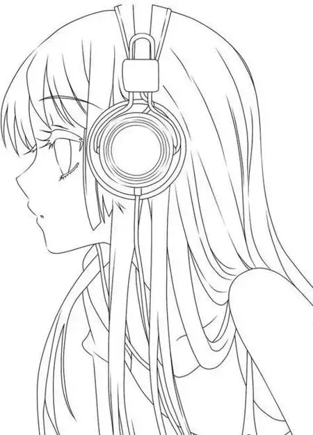 卡通动漫人物简笔画长发女孩