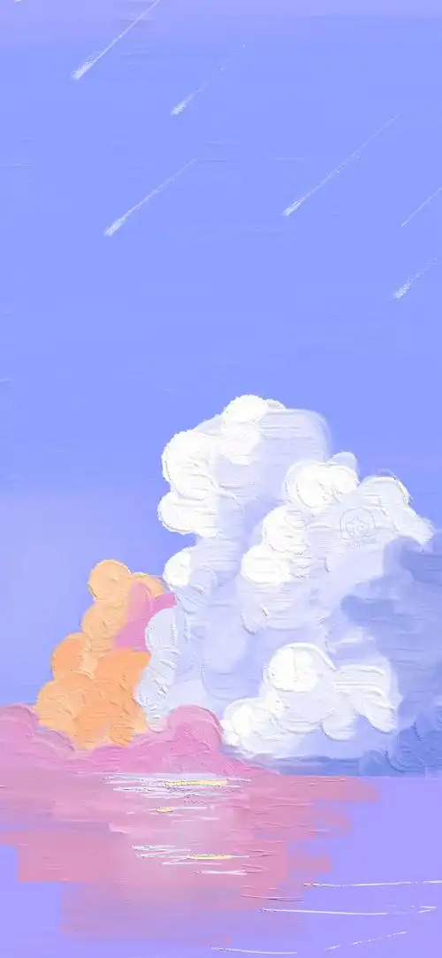 一组蓝色系油画壁纸-@小怡泡泡531