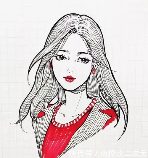 【线白描】线描人物头像