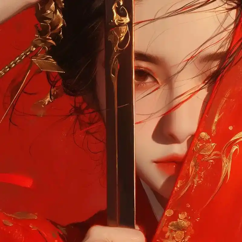 红色系|他生永不落红尘.#古风头像 #古风人物绘画 #红衣古 - 抖音