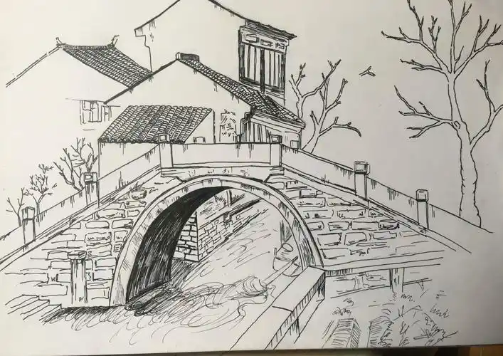 建筑速写江南水乡