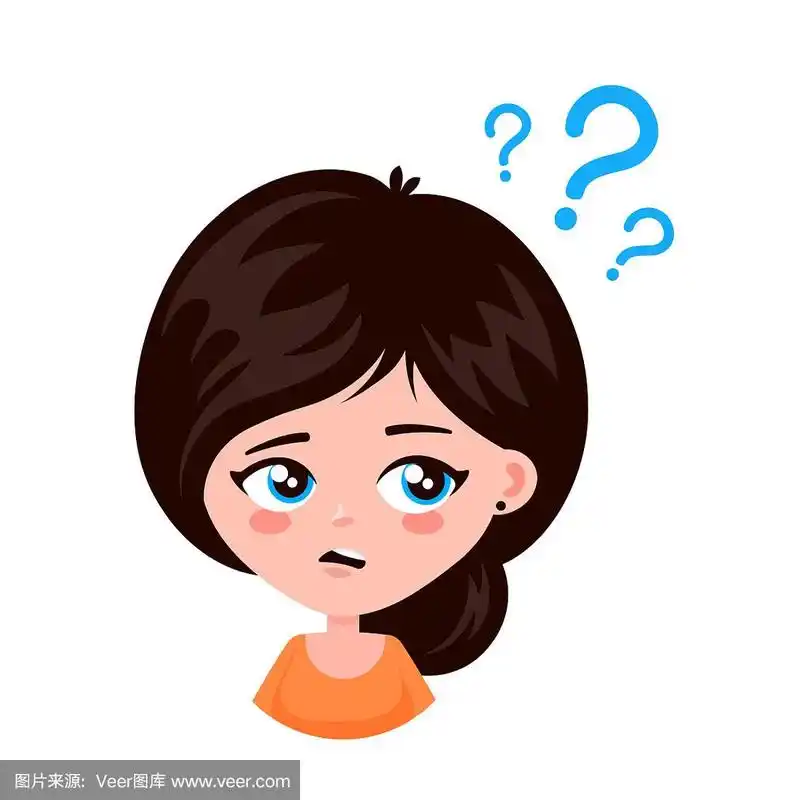 年轻女子站在问号下思考