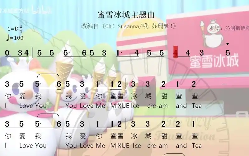 【扒谱】蜜雪冰城主题曲简谱对照_哔哩哔哩_bilibili