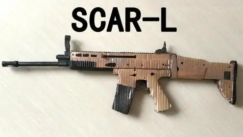 教你用纸板 手工制作绝地求生里的scar-l步枪儿童玩具