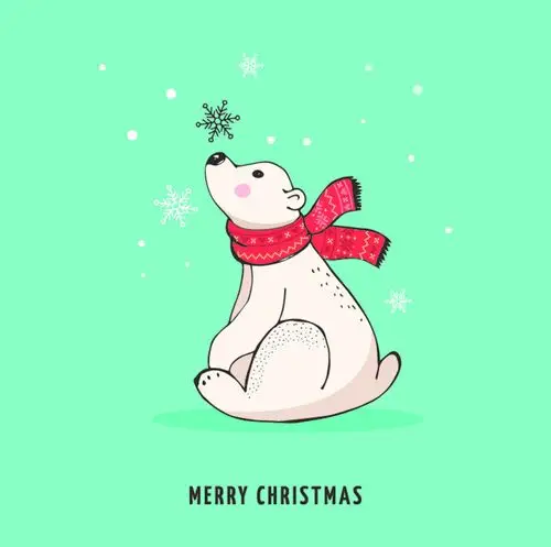 温馨冬天雪花卡通小熊矢量素材文件