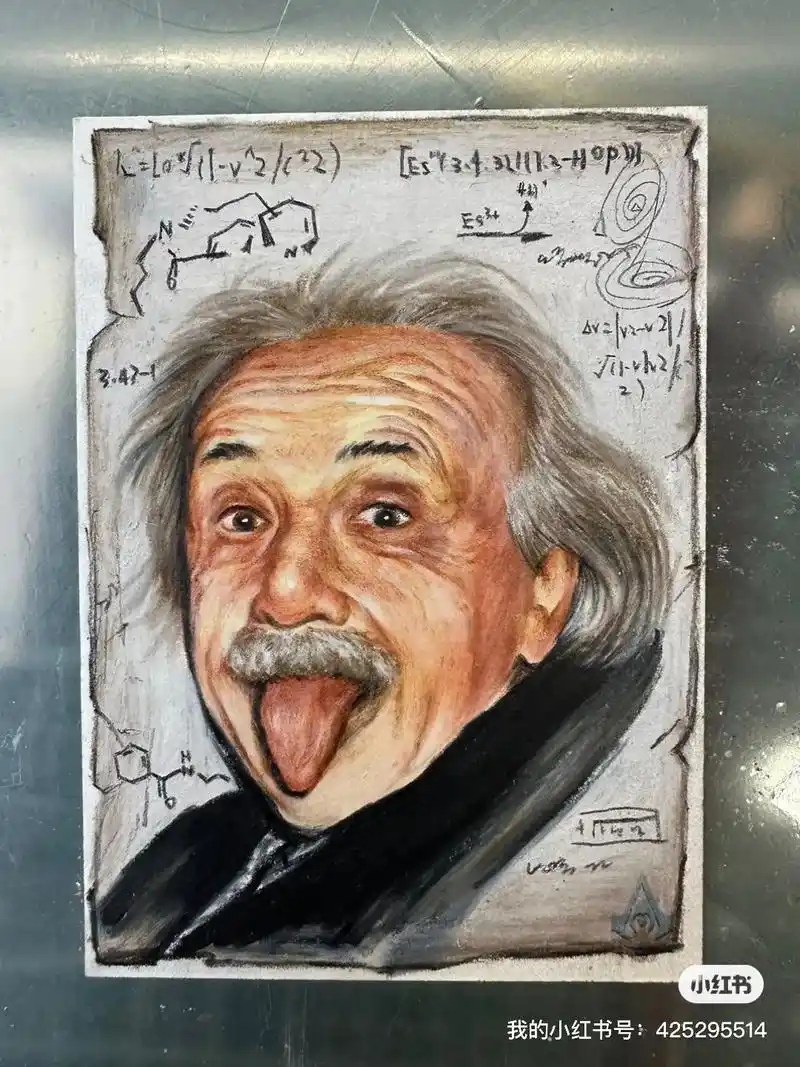 晚晚 手绘卡.爱因斯坦是个可爱的小老头儿#手绘卡 #手绘 # - 抖音