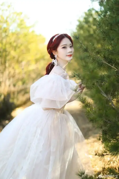 张紫宁金粉刺绣公主裙#@张紫宁zining的礼服让人能瞬间感受到优延与