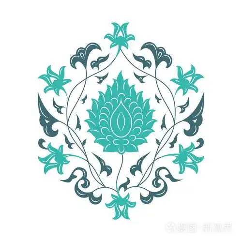东方的花纹,浅蓝色
