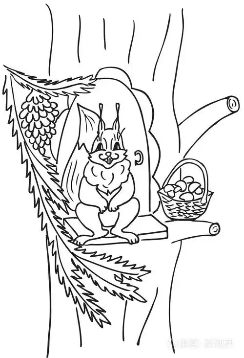 松鼠在树上插画-正版商用图片0omjgt-摄图新视界