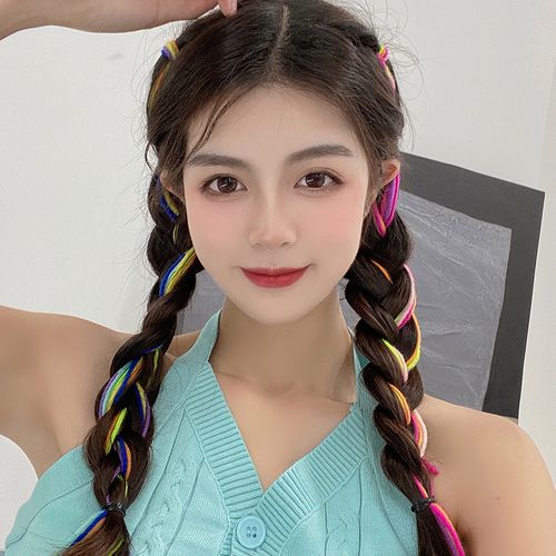 网红编发彩绳脏脏辫头绳脏辫发绳神器丝带儿童彩色头饰发饰彩带夏