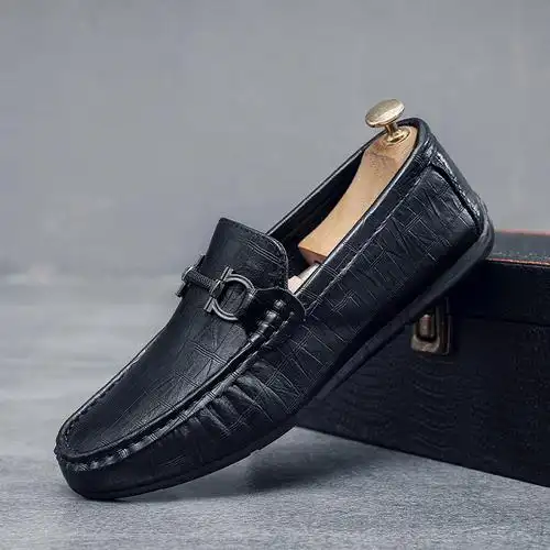 奥康豆豆鞋男2024年新款男鞋秋季潮流懒人套脚一脚蹬软底男士休闲皮鞋