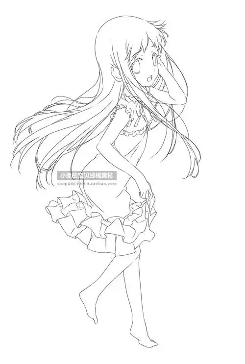 全身动漫手绘卡通人物线稿图cg漫画绘画上色插画集临摹图片素材库