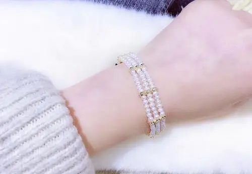 【天奇珍珠】 3-4mm淡水珍珠三排手链