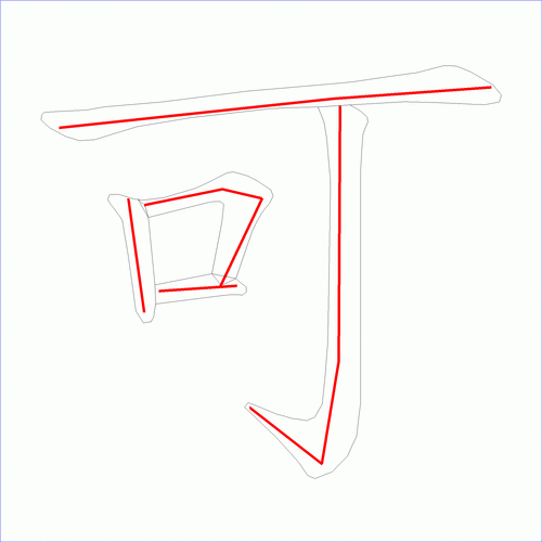 国字: 可的笔顺 (5画) | ✍️笔顺字典📘