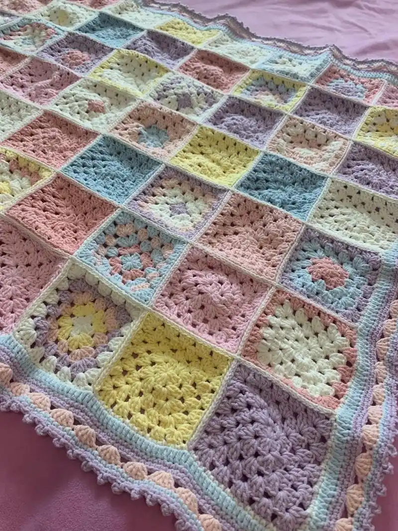 手工编织零基础教学 马卡龙配色毯子,是不是你的菜……#请给 - 抖音
