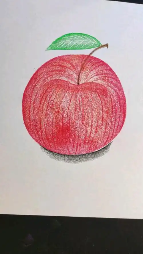 教你用油画棒画的苹果,0基础都能学会哦