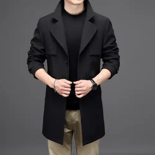 2020秋季风衣男潮流西装领英伦风薄款中长款韩版男士休闲外套时尚