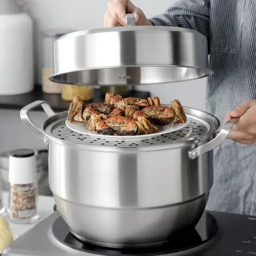 32cm蒸锅笼屉家用加厚不锈钢三层复底蒸煮煮锅蒸锅