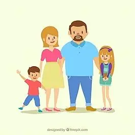 两个可爱的孩子幸福的父母