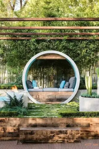 别墅园林施工 私家庭院景观设计 庭院鱼池