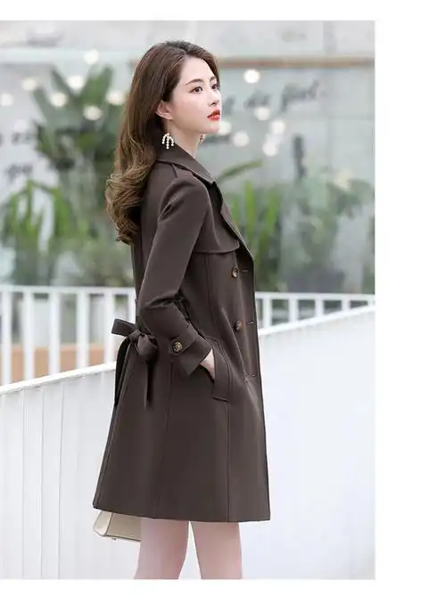 mi卡其色风衣女中长款英伦风过膝流行秋装2020年新款经典款春秋外套 7