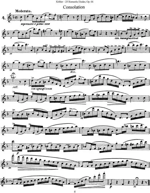 《25首浪漫练习曲作品66号》长笛谱