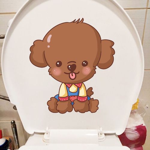 可爱的卡通泰迪防水马桶贴纸搞笑的卫生间装饰墙贴