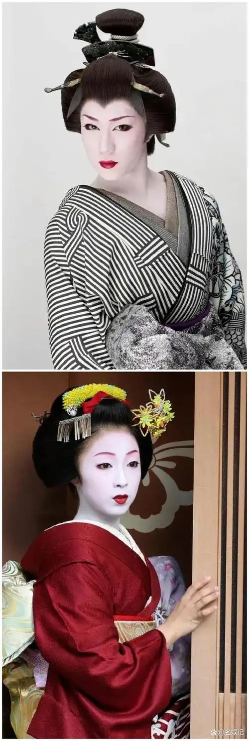 她们以奇特的外表而著称,例如,她们穿着日本传统和服,梳着传统发型和