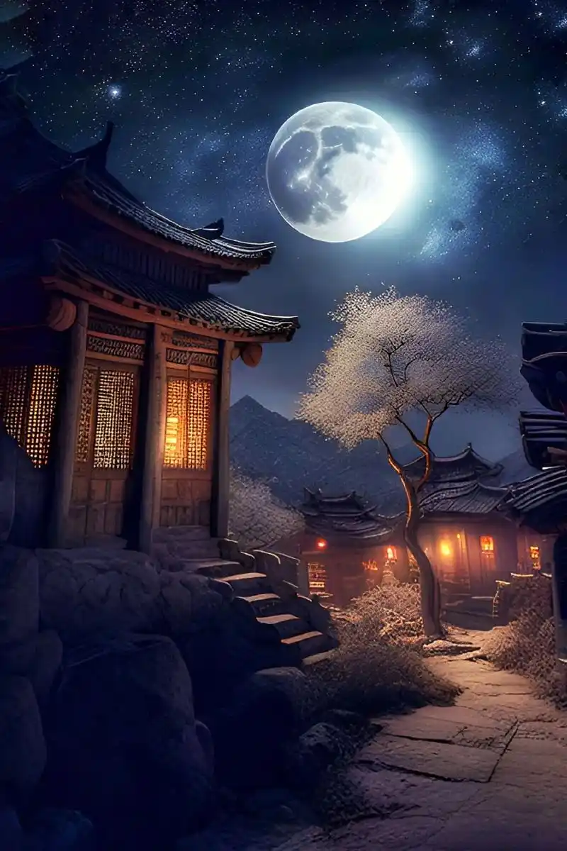 皎洁的月光 古风古韵街.温馨优美的环境,有一种爱的存在感~# - 抖音