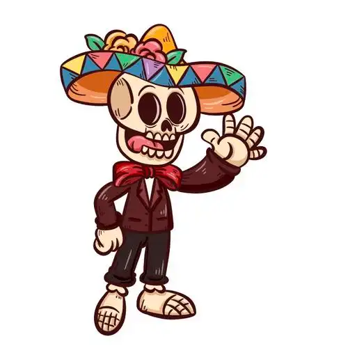 13款墨西哥亡灵节卡通骷髅插图psd模板