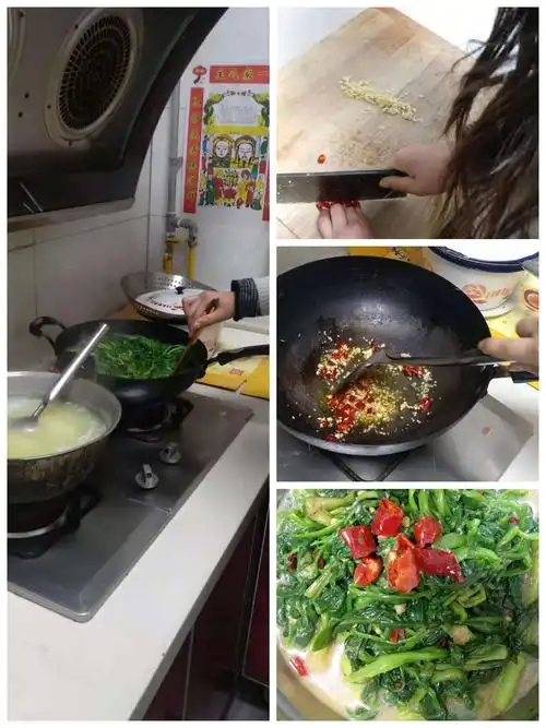 显然厨房是她的阵地,这么熟练的手法,在家一定是经常做饭的好少年