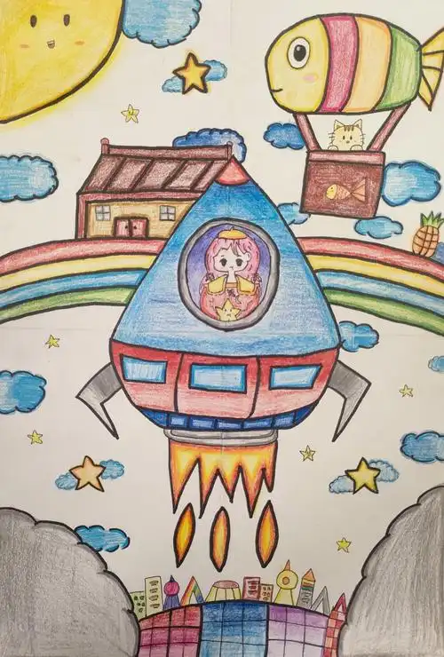 五一班杨蕙荧《飞升太空》,我有一个梦想,希望我长大后也可以像那些了