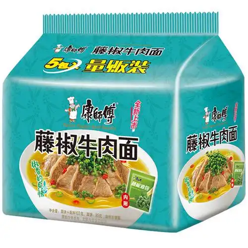 康师傅藤椒牛肉面五连包102g*5包/袋