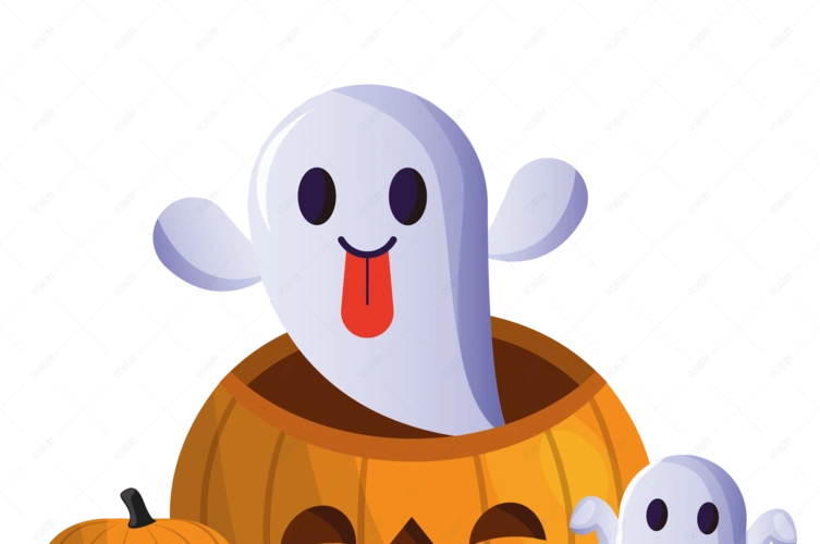 万圣节黄色卡通鬼脸和南瓜【免抠元素png】-90设计网