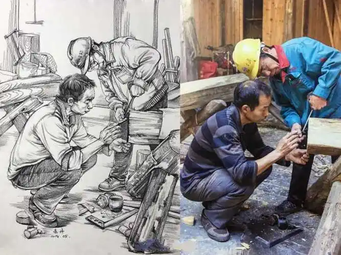 人物场景速写临摹图片生活场景速写照片素材