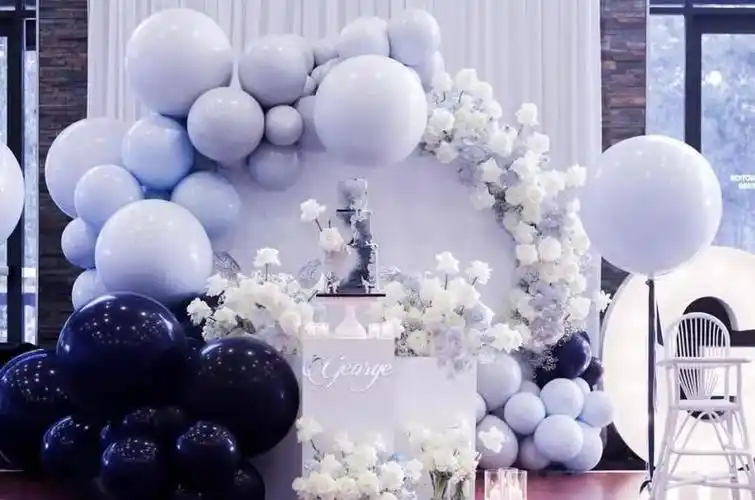 迷情马卡龙紫色气球生日宴布置