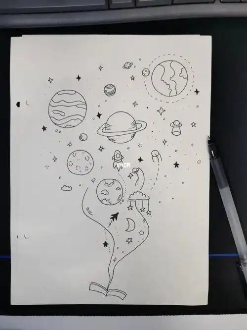 绘画打卡40幅简笔星空星球