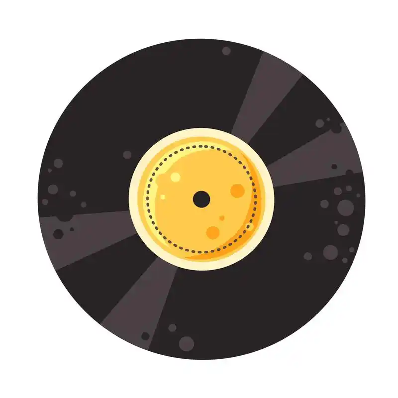 矢量黑胶唱片,复古黑胶唱片作为音乐符号的卡通插图