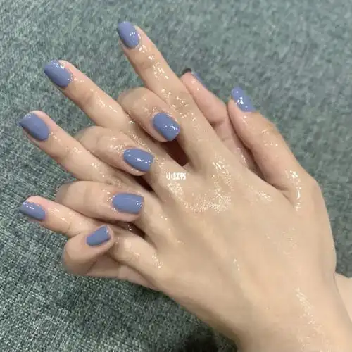 纯色美甲雾霾蓝yyds