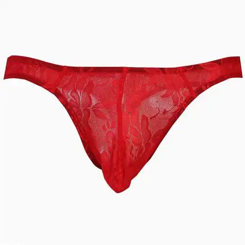 suntek蕾丝内裤男性感透明男士丁字裤u凸低腰透气青年一字裤潮诱惑t裤