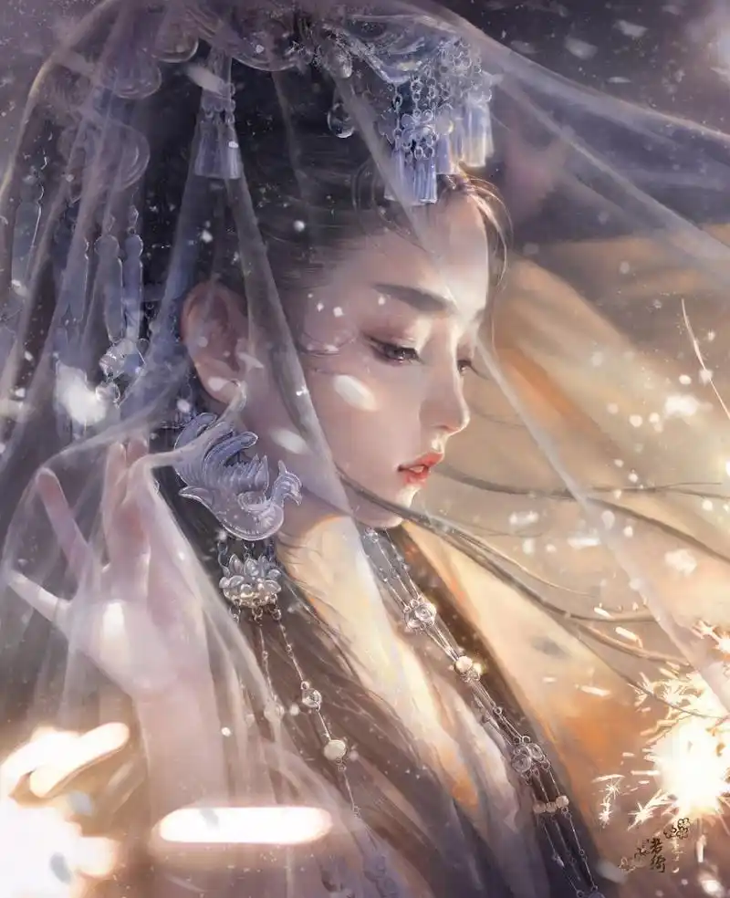 古风手绘二次元绝代美人壁纸:待我长发及腰,少年娶我可好!