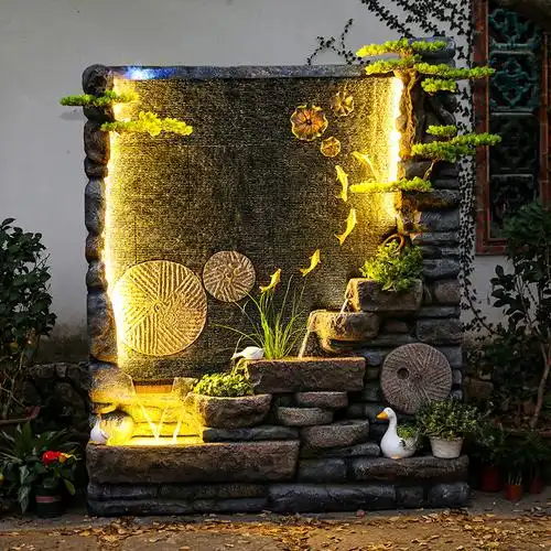 假山流水喷泉鱼池造景景观客厅装饰摆件入户摆件