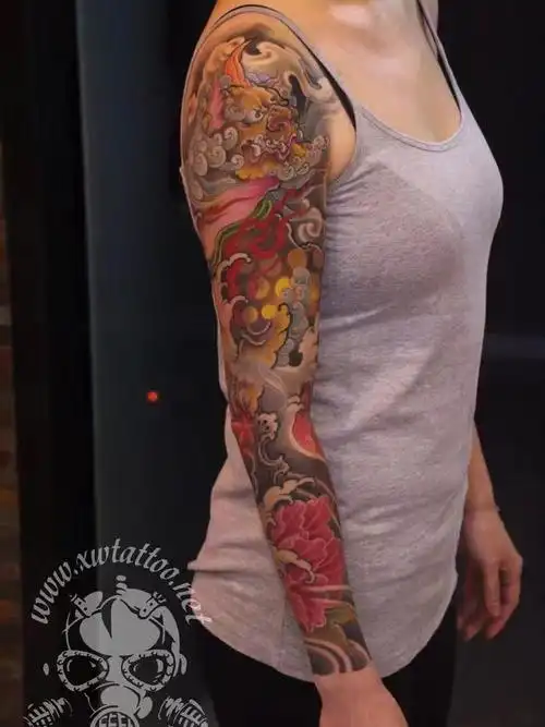 唐狮子花臂_纹身图案手稿图片_小伟的纹身作品集