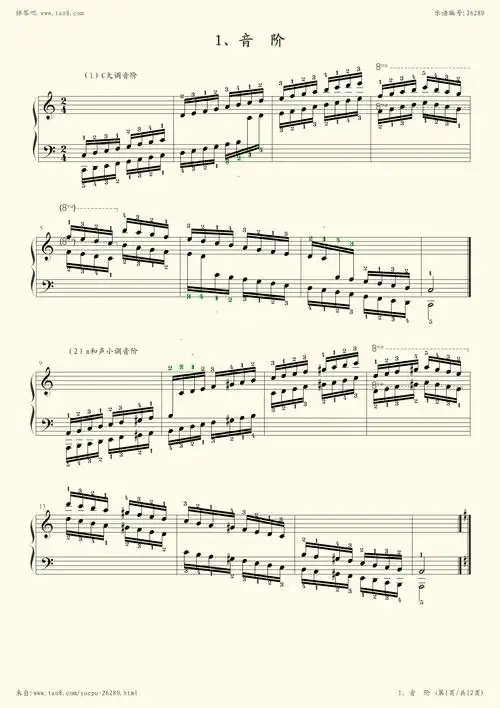 钢琴谱:c大调音阶 考级